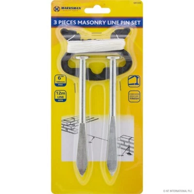 Genuine Builders 6" INCH Line Pins & 12M String Steel Brickies Brick Layers Pin - Image 1 of 4