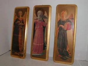 3 placas de madera dorada vintage estampadas de iconos de ángeles hechas en Italia - Imagen 1 de 3