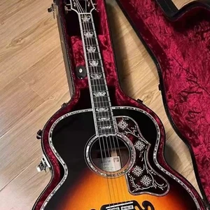 Guitarra acústica Jumbo abulón hecha a mano de madera maciza Sunburst abeto palo de rosa - Imagen 1 de 4