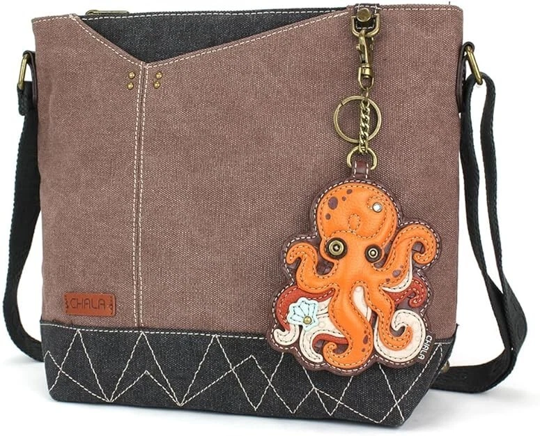 Chala Handbag Gemini Crossbody Paw Print Bag Messenger Indigo Blue Pleather