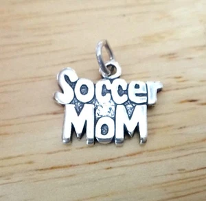Sterling Silver Small 12x16mm Soccer Mom Charm! - Picture 1 of 2