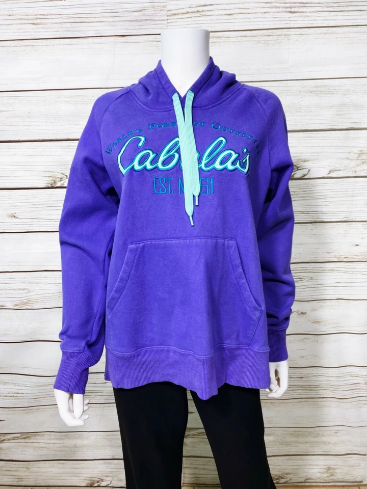 Cabela's Mujer Sudadera con Capucha Talla M Púrpura Canguro Bolsillo Manga Larga Mezcla de Algodón Foto 1 de 4