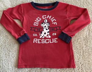 Carters Boys Red Blue Fire Chief Dalmatian Dog Snug Pajama Shirt 3T