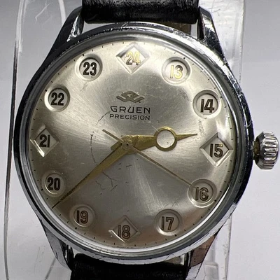 Vintage 35mm Gruen Precision Airflight Steel Watch w/ 510 RSS 17J Jump Hour - Image 1 of 4