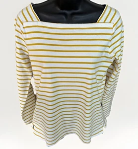 Joules Size 10 White And Mustard Striped Long Sleeve Top - Picture 1 of 20