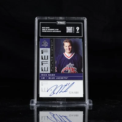 2002 SP Authentic Future Watch Autograph #184 Rick Nash RC Rookie TAG 9 #/999 - Image 1 of 3