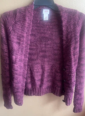 CÁRDIGAN PEQUEÑO MOSSIMO SUPPLY CO MORADO 2 BOLSILLOS BOTONES Foto 1 de 3