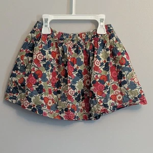 Peek Fleur Des Champs Girls Ditsy Floral Red Blue Green Cotton Skirt - Size 4/5 - Picture 1 of 7