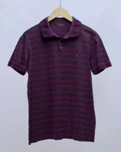 Mens Ermenegildo Z Zegna Purple Relief Striped Short Sleeve Polo Shirt Size M - Picture 1 of 17