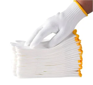 Unisex White Cotton Polyester Knitted Safety Glovessuitable For Gardeningwarehou - Picture 1 of 6