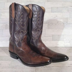 Men's Rios Of Mercedes Western Exotic Brown Leather Rodeo Cowboy Boots Size 10.5 - Picture 1 of 11