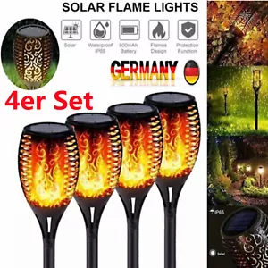 4x Solarleuchte 48LED Garten Beleuchtung Solar Licht Lampe Fackel Leuchte Flamme - Bild 1 von 13