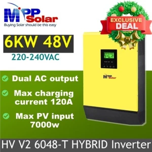 Inversor solar MPP híbrido 6000w 48v 230vac encendido fuera de la red alta PV 500V 7000w MPPT - Imagen 1 de 11