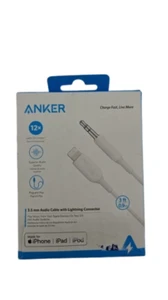Anker 3' PowerLine Lightning to 3.5mm Audio Aux Adapter - White (MFi-Certified) - Photo 1 sur 2