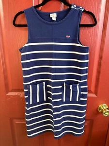 Girls Vineyard Vines Blue & White Stripped Boat Neck Dress Size XL 14/16 - Picture 1 of 5