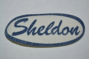 Vintage Blue SHELDON Name Tag Unused Gas Oil Mechanic Iron On Shirt Patch Rare - Picture 1 of 3