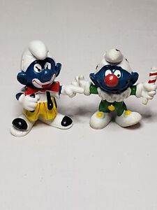 Vintage Smurfs Figures Lot Of 2 from 1978 & 1980 Peyo Schleich  Clowns