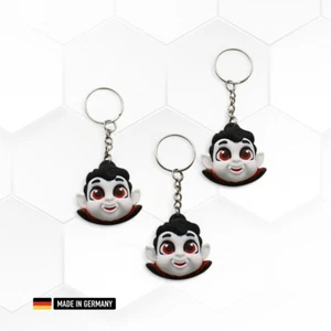 Dracula Kopf Schlüsselanhänger Mehrfarbig Vampir mit Kette und Schlüsselring - Bild 1 von 6