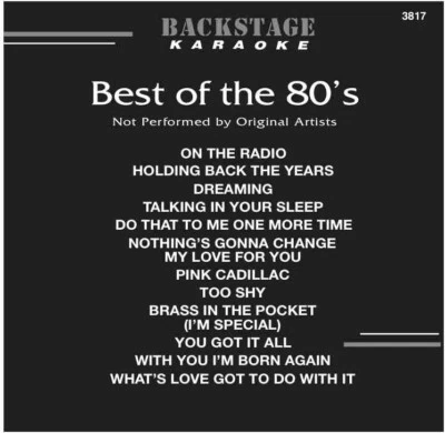 THE BEST OF THE 80's Karaoke CD+G Tracks Backstage #3817 New  in Black Sleeve - Image 1 of 2