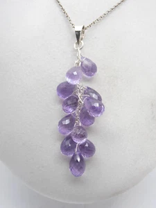 Anhänger Und Kettchen aus Silber 925 Mit Amethysten Violet Natürliche - Stein - Bild 1 von 6