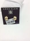 $16 Anne Klein Gold Tone Button Hoop Earrings #165