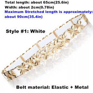 Metal Waist Belt Elastic Stretch Waistband Gold Silver Metal Fashion Women Belt