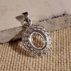 Sterling Silver Plated Art Nouveau Filigree 10x8mm Oval Cabochon Pendant Setting