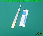 Scalpel Knife Handle With Gold Plated #4 +10 Surgical Blade #24