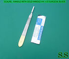 SCALPEL KNIFE HANDLE WITH GOLD PLATED #4 +10 SURGICAL BLADE #22