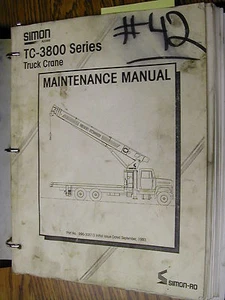 Simon TC-3800 operador de grúa de camión libro manual de mantenimiento 40' 51' 62' 74 pies - Imagen 1 de 3
