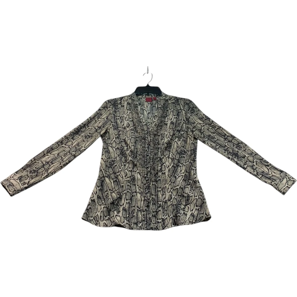 Blusa Colección 212 Mujer Talla XS Tostada Negra Serpiente Manga Larga Con Botones Foto 1 de 4