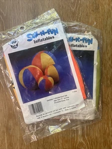 2 NEW Vintage Fun in the Sun 16” Inflatable Beach Ball Water Toy Vinyl NOS - Picture 1 of 6