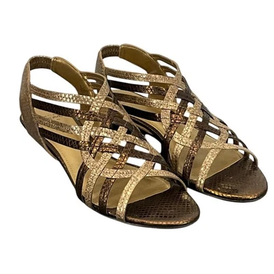 Sandalias Circa Joan & David Luxe Metálicas Bronce Dorado Cuero Marrón Mujer 7M  Foto 1 de 4