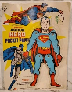 Vintage Durhams Superman Pocket Puppet Sealed Original Packaging 1970s - Picture 1 of 2