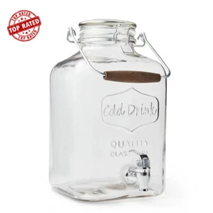 Glass 2-Gallon Beverage Dispenser W/ Clamp Lid Party Sporting Kitchen Lemonade - Picture 1 of 7