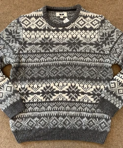 Joseph Abboud Sweater Mens XL Fair Isle Long Sleeve Crew Wool Blend Pullover - Picture 1 of 7