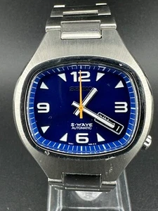 Seiko S-Wave Men's Automatic Day Date Blue Dial 38mm Watch 7S26-5020 - Picture 1 of 14