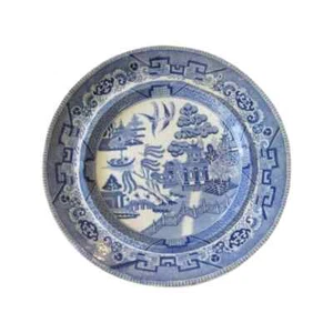 Sauce Staffordshire 10 pulgadas Plato-azul y blanco-siglo XIX cerámica New Town - Imagen 1 de 10