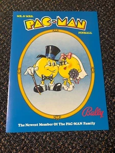 2 1982 FACTORY ORIGINAL BALLY MR.&MRS PAC-MAN PINBALL PROMO FLYERS UNCIRCULATED - Picture 1 of 3