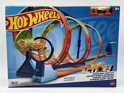 Hot Wheels Action Corkscrew Triple Loop Track Set with 1 Toy Car New Gift - Image 1 of 4