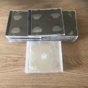 16 X Double Empty CD Jewel Cases - 13 xBlack and 3 x Clear (used) - Picture 1 of 4
