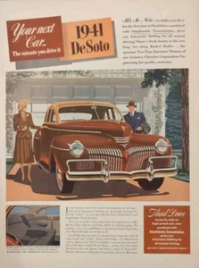 1941 vintage DeSoto automobile print ad, Brown Sedan, pre world war ll Advertise - Picture 1 of 1
