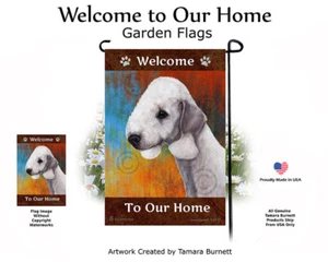 Welcome Garden Flag - Blue Bedlington Terrier 013 - Picture 1 of 1