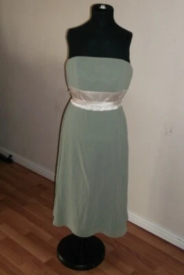 Dessy Collection Bridesmaid/Cocktail Dress Size 10 - Kiwi and Ivory - Chiffon - Image 1 of 4