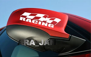RACING flag Vinyl Decal sport sticker emblem car mirror logo color WHITE - Picture 1 of 2