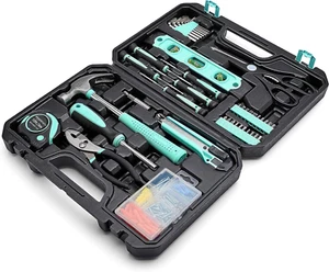 Kit de Herramientas para el Hogar con Estuche de Almacenamiento, 142 Piezas, Turquesa, 13.39 X 9.25 X 2.95 - Imagen 1 de 12