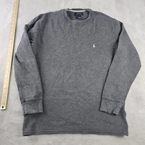 Polo Ralph Lauren Sleepwear Shirt Gray Waffle Knit Thermal Mens XL White Pony - Picture 1 of 6