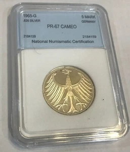 Rare 1965 G Germany Proof Silver 5 Mark, slabbed - Picture 1 of 3