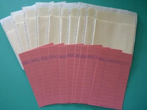 10 Self Stick Library Book Pockets, And 10 Blank Date Due Cards - New Unused - Picture 1 of 3