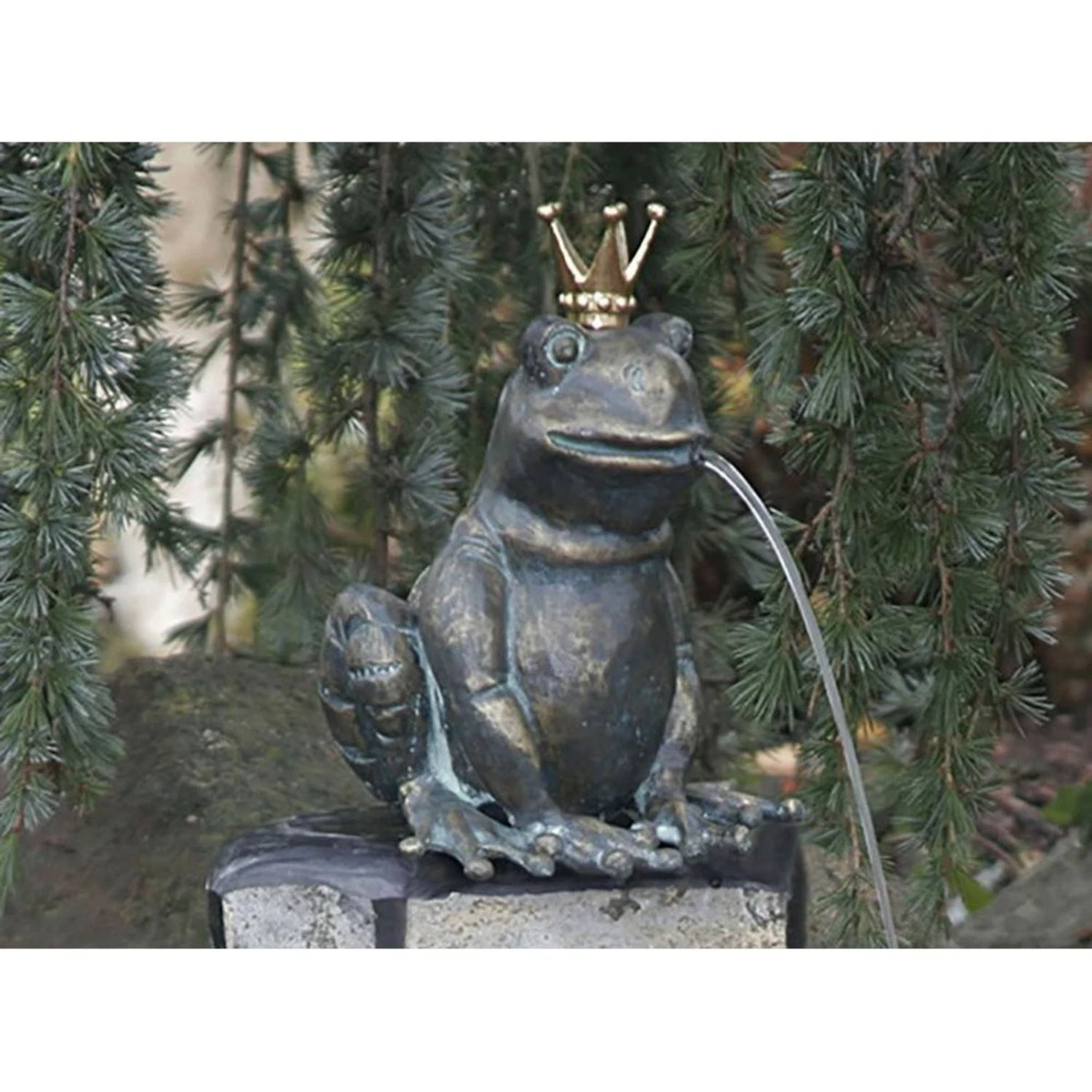 Wasserspeier „Froschkönig Gunter“ – Bronze-Figur Von Künstler Hanf, Für Garten & Teich